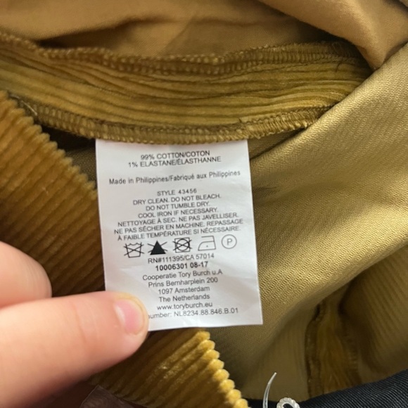 Tory Burch Devi Pants corduroy straight New - Picture 9 of 9